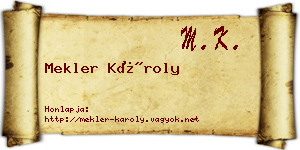 Mekler Károly névjegykártya