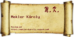 Mekler Károly névjegykártya
